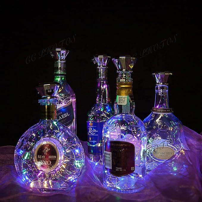 Solar Wine Bottle Lights Outdoor, Cork Lights for Wine Bottles Waterproof, Fairy Lights Solar for Wedding Party Garden Patio Pathway Decor, Suitable for Most Wine Bottle Mouths-MultiColor (8 Pack)-Ruum Studio Home