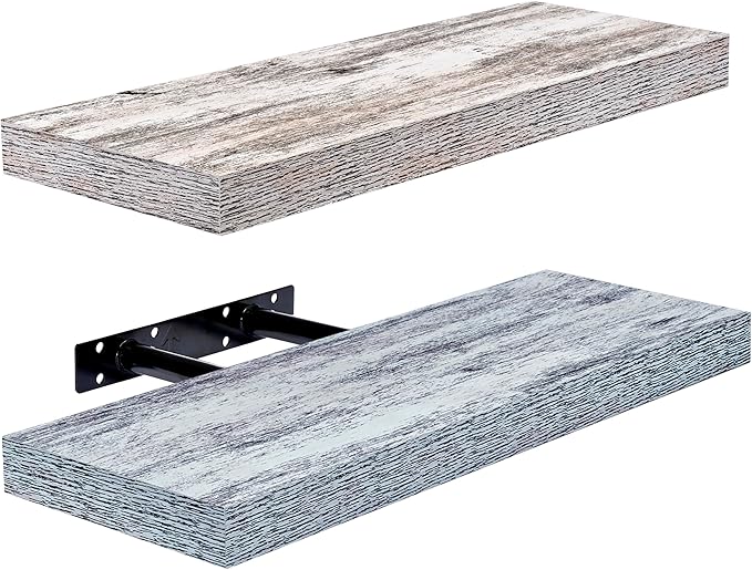Sorbus Floating Shelves - 2 Pack 16 Inch Rustic & Blue Wall Shelves for Bedroom, Kitchen, Living Room, Bathroom Shelves, Home Decor, Office - Floating Shelf for Trophy, Books, Frames, Toilet Paper-Ruum Studio Home