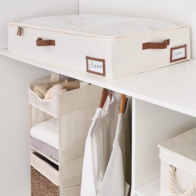 StorageWorks Extra Large Under Bed Storage Containers with Handles and Label Holder, 2 Pack Ultra-thick Fabric Underbed Bins, Closet Organizer for Clothes, Blankets, Sweater-Ruum Studio Home