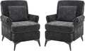 KCC Mid-Century Accent Chairs Set of 2,Chenille Modern Upholstered Single Sofa,Cozy Armchair with Back for Bedroom/Office/Cafe,Black-Ruum Studio Home