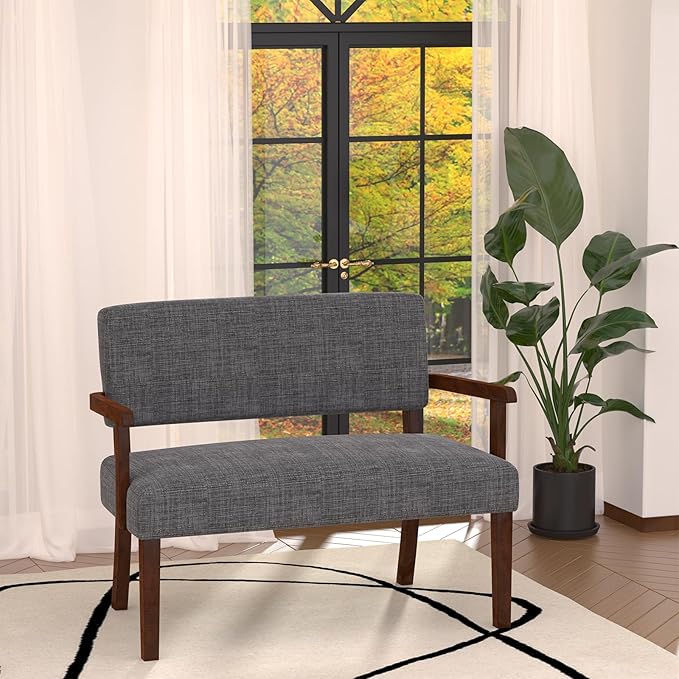 Accent Chair 2 Seat, Arm Chairs with Soft Seat and Armrests for Living Room, Love seat for Dining, Reading, and Waiting Rooms (Gray)-Ruum Studio Home