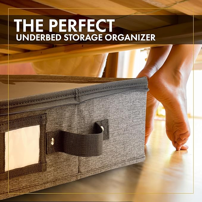 HOMELUX THEORY 2pc Under Bed Storage Containers, Bedroom Under the Bed Drawer Storage Organizer with Bins and Lids, Large Underbed Clothes Storage Box Ideal for Blanket, Fabric, & Shoes (Dark Gray)-Ruum Studio Home