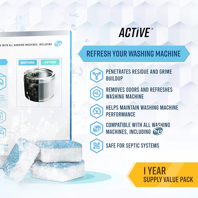 Washing Machine Dishwasher & Disposal Cleaning Tablets - Appliance Refresh Bundle Includes 12 Month Supply Cleaner Deodorizer, Washer Descaler, Disposer Freshener Deep 72-Ruum Studio Home