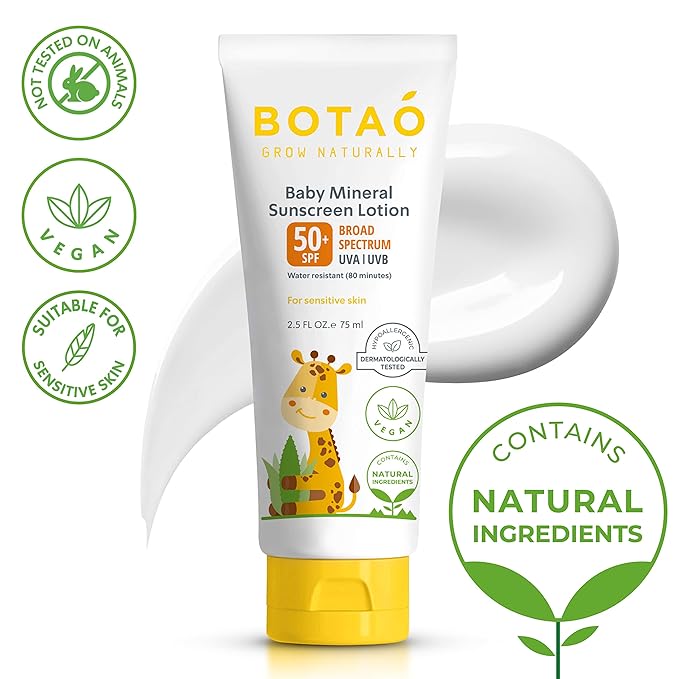 Baby 100% mineral Zinc Oxide baby sunscreen – safe natural sunblock lotion for babies: SPF50 Broad Spectrum UVA UVB,For sensitive skin Baby Face Body Protection, Sunblock Cream 2.5 Oz-Ruum Studio Home