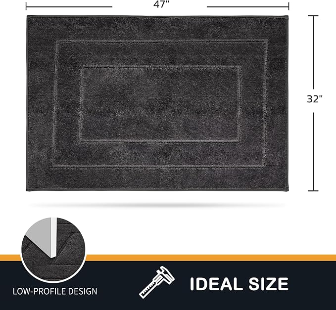 PURRUGS Dirt Trapping Door Mat 32" x 47", Non-Slip/Skid Machine Washable Entryway Rug, Dog Doormat, Super Absorbent Welcome Mat for Muddy Wet Shoes and Paws, Charcoal-Ruum Studio Home