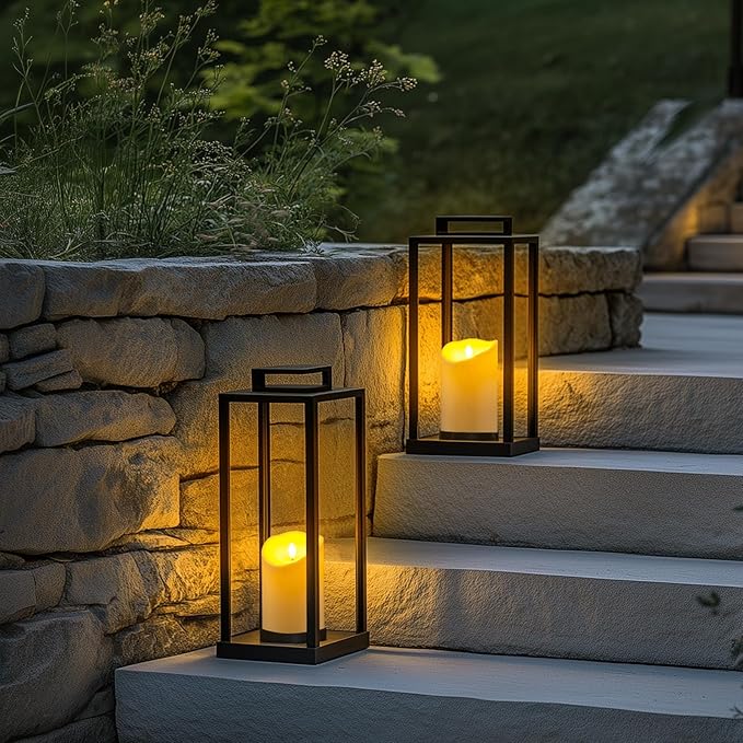 Homemory 4"x6" Outdoor Waterproof Flameless Candles with Timers and Remote Control, Battery Operated Candles, LED Plastic Candles, Ivory White, Set of 2-Ruum Studio Home