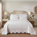 MarCielo 100% Cotton Quilt Set White Lightweight Bedspread with Scalloped Edge, Farmhouse Vintage Bedding, All Season Use(TC Off-White,Queen (96"x102"))-Ruum Studio Home