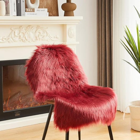 AMTOVO Faux Fur Rug, Burgundy Small Area Rug, Fluffy Sheepskin Rug, Fuzzy Ultra Soft 2 x 3 ft Shag Rugs for Bedroom Sofa Throw Cushion Room Decor, Sheepskin-Ruum Studio Home