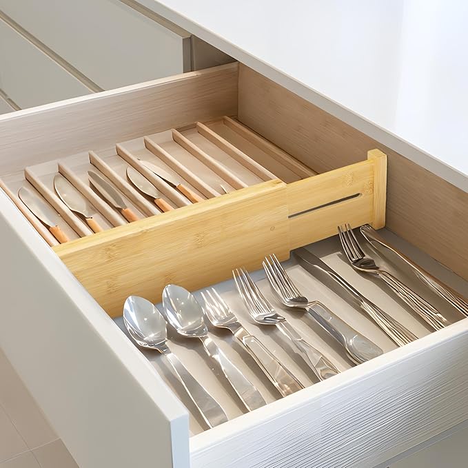 VaeFae 3 Pack Bamboo Drawer Dividers, 4" High Adjustable 16.6" - 21.8" Clothes Drawer Organizers, Expandable Separators for Bedroom/Bathroom/Kitchen/Office Storage-Ruum Studio Home