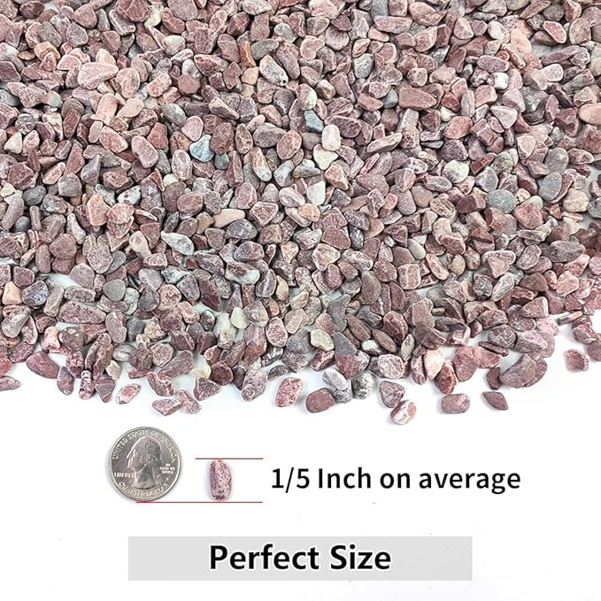 5LB Succulent and Cactus Gravel Pebbles, 1/5 Inch Natural Decorative Polished Stones, River Rocks for Vases Gardening Indoor and Outdoor Decorative Rocks, Red-Ruum Studio Home