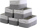 Fabric Storage Bins 12x8x5 inch [6-Pack] with Rope Handles - Decorative Baskets for Organizing-Ruum Studio Home