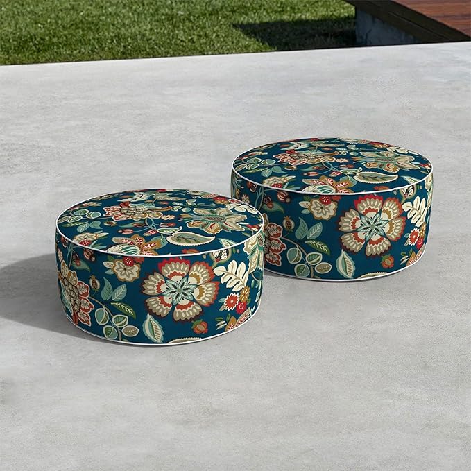 LVTXIII Inflatable Stool Ottoman Footrest with Handle, All Weather Foot Rest, Indoor or Outdoor Use for Home Patio Garden and Camping, D21 x H9, Peacock Blue-Ruum Studio Home