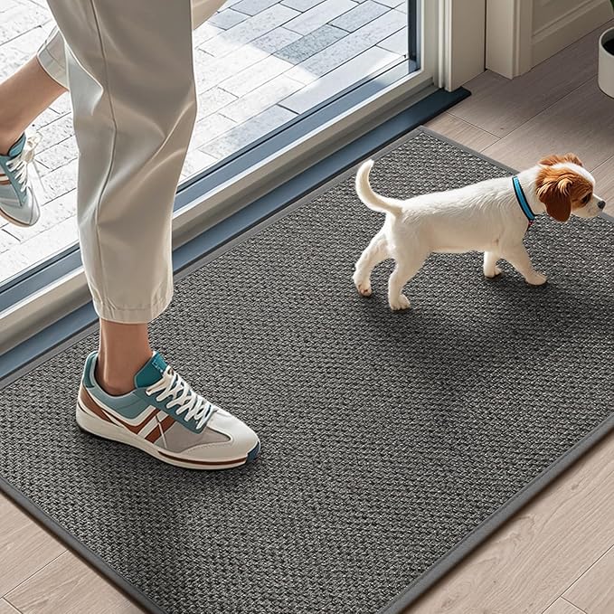 LEKEEPGO Door Mat 17"x29", Non Slip Door Mat Indoor Entrance, Rubber Backing Indoor Door mat Washable Absorbent Low-Profile Doormat Front Entryway Entry Resist Dirt Inside Door Mats, Grey-Ruum Studio Home
