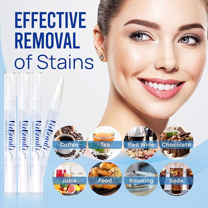 VieBeauti Teeth Whitening Pen (4 Pcs), 40+ Uses, Effective, Painless, No Sensitivity, Travel-Friendly, Easy to Use, Beautiful White Smile, Mint Flavor-Ruum Studio Home