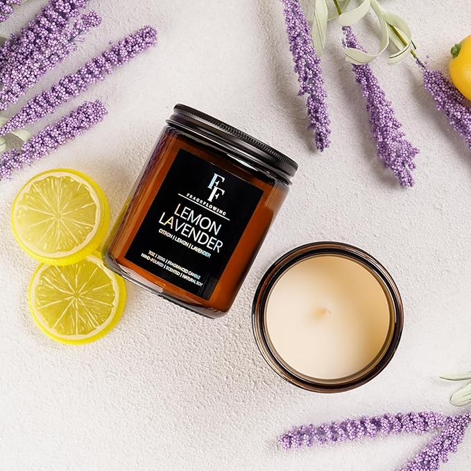 Scented Candles for Home Scented Aromatherapy Candles, 4 Pack 28 Oz Soy Wax Candle Gift Set for Women Men (Lemon Lavender/Vanilla Sugar/Sandalwood Rose/Moroccan Amber)-Ruum Studio Home