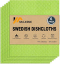 Swedish Dishcloths for Kitchen | 6 Pack Absorbent Cellulose Sponge Cloths Washable | Non-Scratch Reusable Paper Towels Quick Drying Cleaning Cloths - Lime Green-Ruum Studio Home