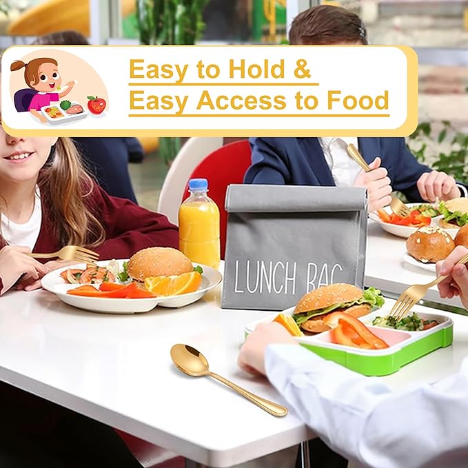E-far 10-Piece Gold Toddler Utensils, Kid Stainless Steel Silverware Set, Children Safe Forks and Spoons Set for Self Feeding, Healthy & Non-Toxic, Mirror Polished & Easy to Clean-Ruum Studio Home