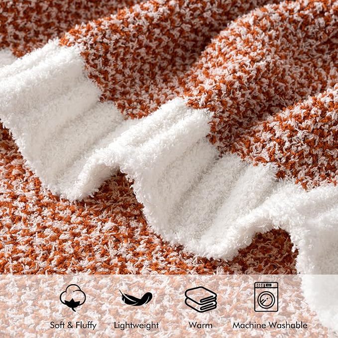 MIULEE Fall Burnt Orange Super Soft Throw Blanket for Couch, Cozy Fluffy Warm Throws Knit Blankets for Sofa, Bed, Chair, Living Room, Camping, Picnic, 50 x 60 inch-Ruum Studio Home