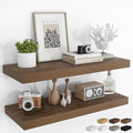 RICHFOCUS 36Inch Floating Shelves for Wall 2 Pack Shelves for Bedroom|Kitchen|Bathroom Wall Mounted Rustic Wood Floating Shelf with Invisible Brackets for Books|Storage|Decor, Walnut-Ruum Studio Home