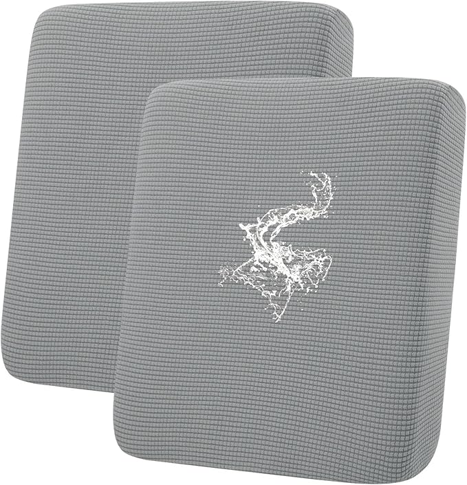 hyha Waterproof Couch Cushion Covers for Pets, Non Slip Sofa Seat Cover for Dogs Washable, Soft Thick Stretch Jacquard Fabric, Sofa Slipcovers with Elastic Bottom (2 Pieces, Light Grey)-Ruum Studio Home