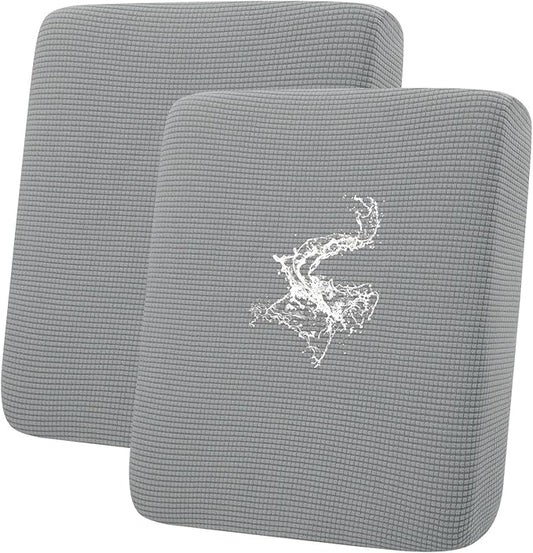 hyha Waterproof Couch Cushion Covers for Pets, Non Slip Sofa Seat Cover for Dogs Washable, Soft Thick Stretch Jacquard Fabric, Sofa Slipcovers with Elastic Bottom (2 Pieces, Light Grey)-Ruum Studio Home