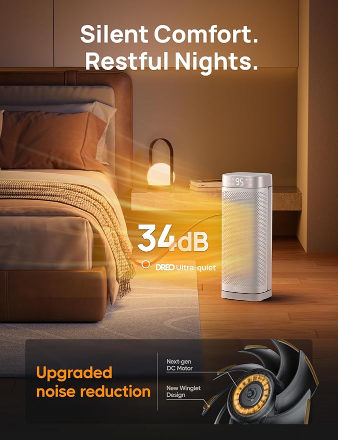 Dreo Space Heaters for Indoor Use, 1500W Fast Heating Portable Heaters with Remote, Large PTC Ceramic Electric for Bedroom, 12H Timer, 70° Oscillation, Overheat Protection, Safety Heat for Home Office-Ruum Studio Home