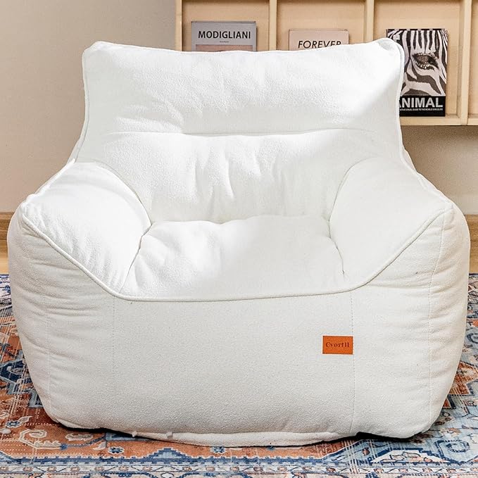 Bean Bag Chair for Adults, Comfy Tufted Bean Bag Chair Sofa with Armrests, Lazy Beanbag Chair with Foam Filler Stuffed Bean Bag Couch Sofa for Reading in Bedroom, Living Room and Dorms-Ruum Studio Home