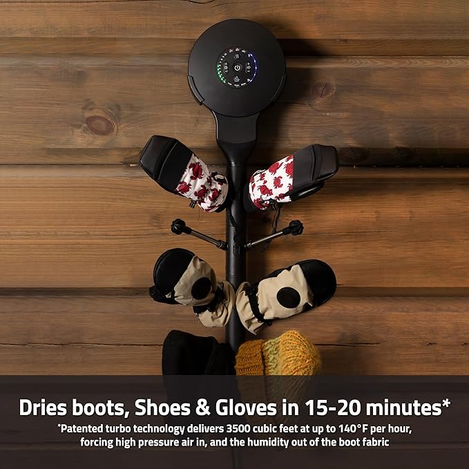 Hedgehog Portable Shoe Dryer and Deodorizer for Sneakers Wall Mounted, Gloves & Mittens, Rapid 4 Pair Shoes Dryer, Turbocharged Drying, Silent & Tornado Mode, Adjustable Heat Blower, Black-Ruum Studio Home
