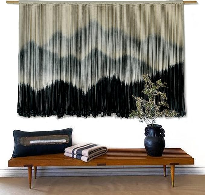 IOWER Macrame Wall Hanging Mountain Dip-Dyed Macrame Wall Decor Large Modern Fiber Art Boho Wall Decor 57" Wx35 L-Ruum Studio Home