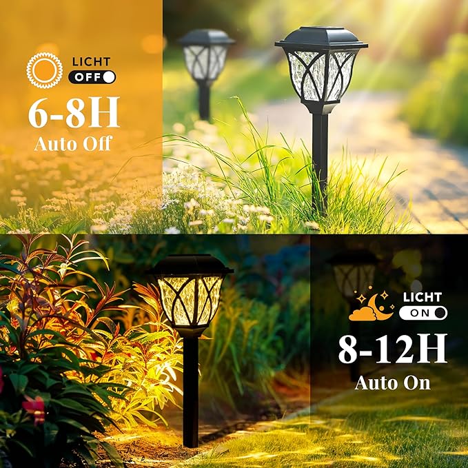 GIGALUMI Solar Lights Outdoor Waterproof, 8 Pack LED Solar Garden Lights, Outdoor Decorations, Garden Decor for Yard, Patio, Landscape, Planter, Walkway (Warm White)-Ruum Studio Home