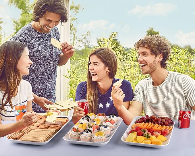 Delling 16 inch Serving Platter Set, White Porcelain Platters for Serving Food, Large Serving Trays for Party, Entertaining, Fruit, Appetizer, Oven Safe Dinnerware Set of 3-Ruum Studio Home