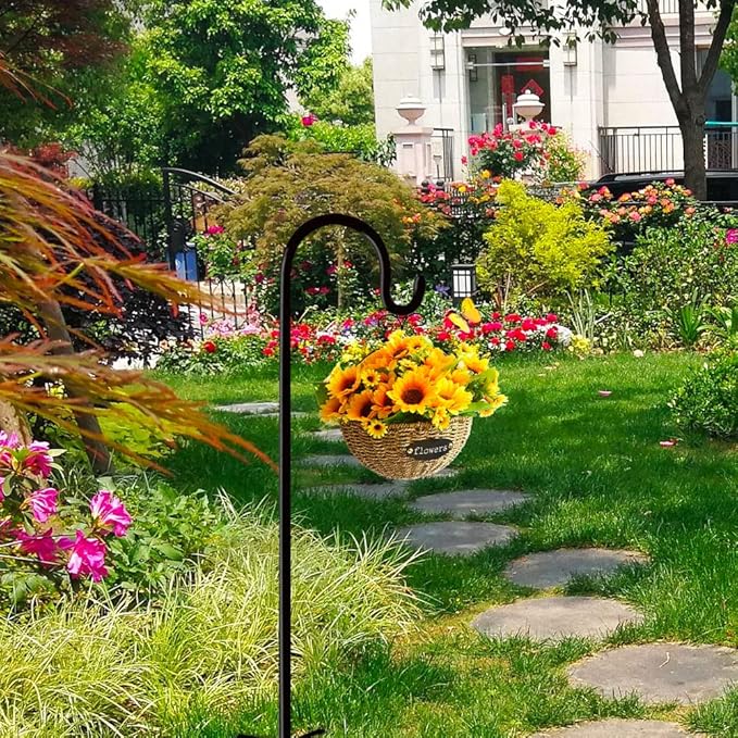 Shepherd Hooks Outdoor 48 Inches for Lanterns Heavy Duty Shepherd Stand Plant Hanger Yard Hooks for Solar Lights,Bird Feeder,Wedding,Mason Jar,Planter Pot,Adjustable Height-Ruum Studio Home