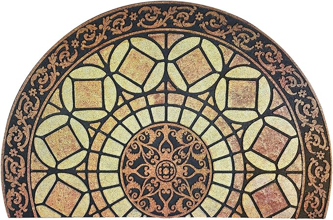 CHICHIC Entrance Door Mat Large 18 x 30 Inch Entry Way Doormat Front Door Rugs Outdoors Heavy Duty Welcome Mat Non Slip Rubber Back Low Profile for Garage, Patio, High Traffic Area, Semicircle-Ruum Studio Home