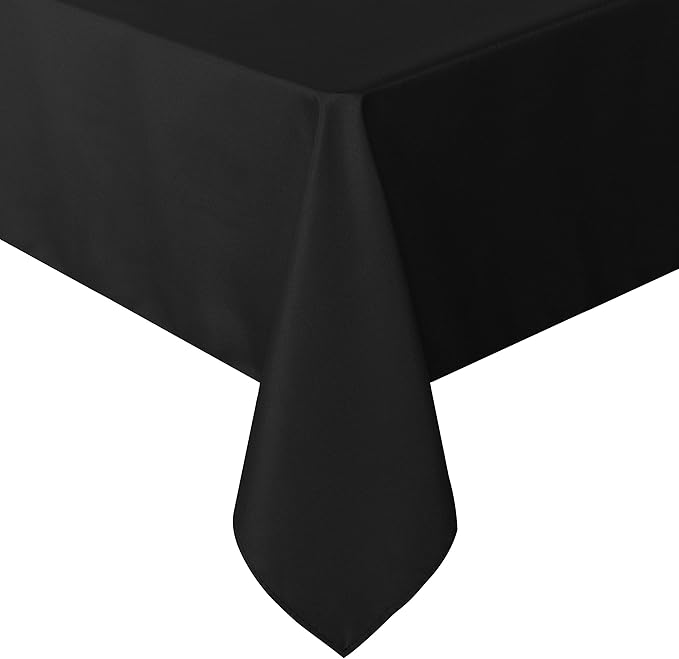 sancua Square Tablecloth - 60 x 60 Inch - Water Resistant Spill Proof Washable Polyester Table Cloth, Decorative Fabric Table Cover for Dining Tables, Buffet Parties and Camping, Black-Ruum Studio Home