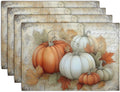 Fall Pumpkin Placemats Set of 4 Vintage Autumn Maple Leaf Seasonal Place Mats 12x18 Inch Thanksgiving Farmhouse Linen Fabric Table Mats for Party Kitchen Dining Outdoor Indoor Decor-Ruum Studio Home