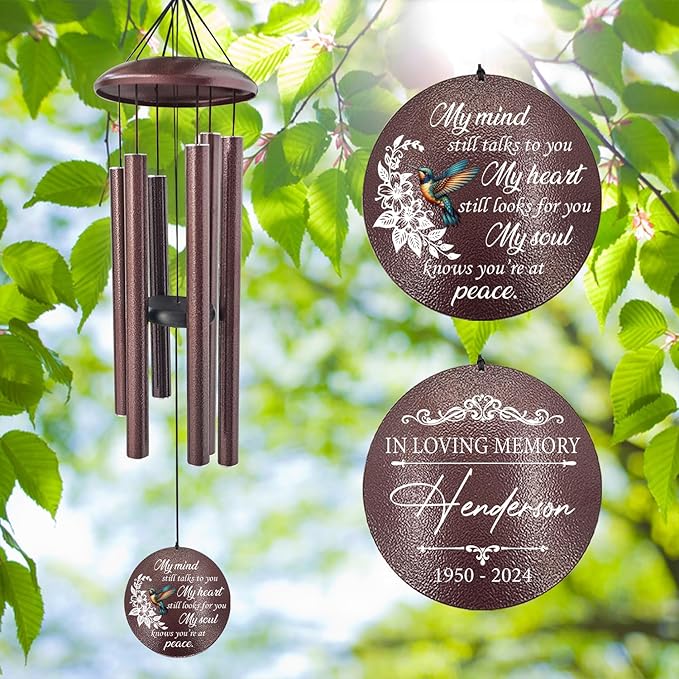 ASTARIN 36" Large Deep Tone Personalized Sympathy Wind Chimes, Memorial Wind Chime for Loss of Mother Father Loved One, Bereavement Gifts Decor Outdoor Patio Garden Graveyard-Ruum Studio Home