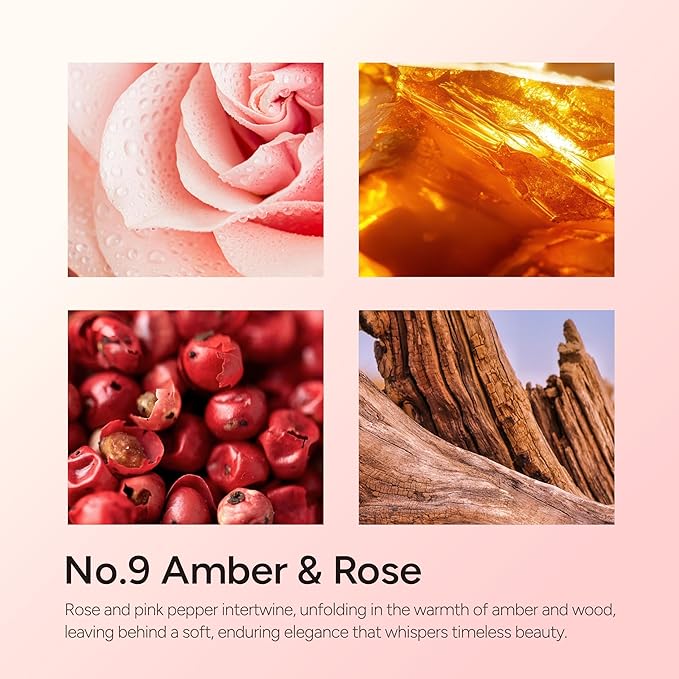 Amber & Rose Luxury Scented Candles, 9oz Soy Wax Candles for Home Scented, Rose, Wood, Amber Scent, Long Burning Time, Gifts for Women, Friends, Men, Sister, Mom, Teacher-Ruum Studio Home