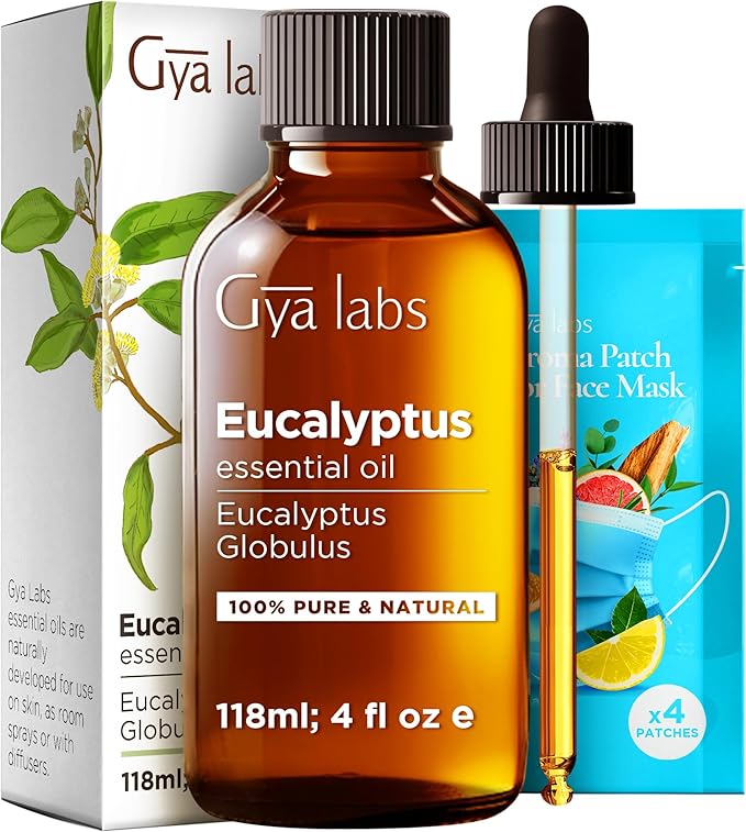 Gya Labs Eucalyptus Essential Oil for Diffuser - Huge 4 Fl Oz - 100% Pure Natural Eucalyptus Oil for Skin, Humidifier, Aromatherapy & Candle Making Scent-Ruum Studio Home
