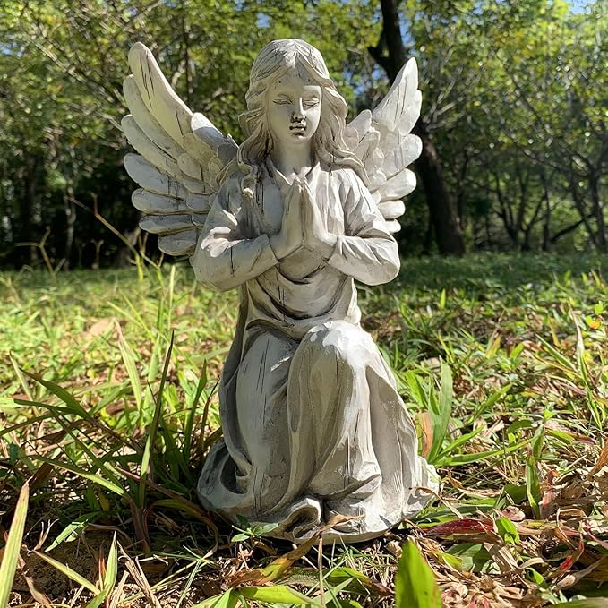 Praying Angel Garden Statue, Religious Fairy Sculpture Waterproof Decorative Figurine Art Decor for Patio, Lawn, Yard, Housewarming Ornament Present Angels HSa-1-Ruum Studio Home