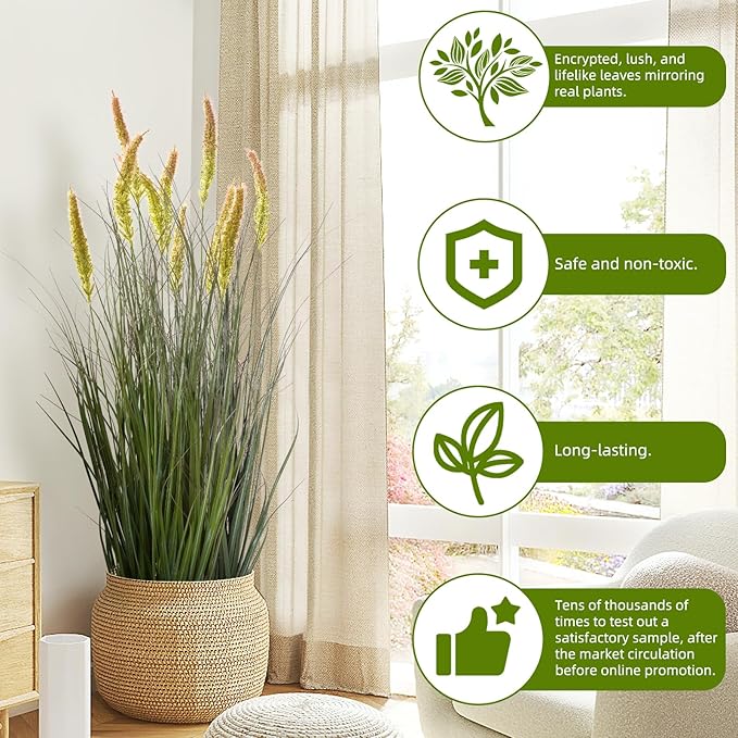 Green Onions Fake Plants,Artificial Plants Indoor, Fake Grass Decor Green Plant Fake Outdoor Flowers Fake Succulents,Artificial Tall Grass Plants with Pots House Decorative(36“ 2 Pack)-Ruum Studio Home