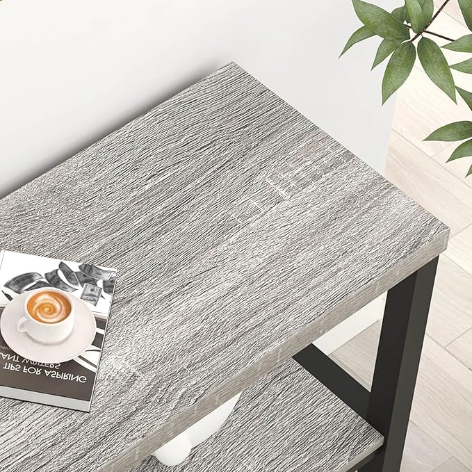 FOLUBAN Console Tables for Entryway, Sofa Table with 3 Tier Storage for Living Room Hallway Foyer Behind Couch, Rustic Light Grey-Ruum Studio Home