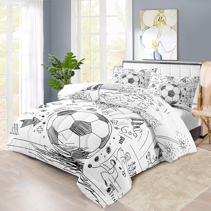 Football Sports Comforter Sets for Boys Twin,Soccer Comforter Sport Bedding for Boys Room,Gaming Bed Soccer Bedding Twin Set,Games Quilt Bedroom Bed Decor Kids and Teen-Ruum Studio Home