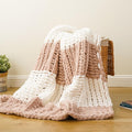 Battilo Chunky Knit Throw Blanket, Soft and Thick Chenille Throw Blanket, 50"x60" Handmade Cable Knit Crochet Blanket, Large Rope Knot Throw Blankets for Couch Sofa Bed Home Decor, Blush & White-Ruum Studio Home