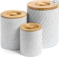 Ceramic Canister Set for Kitchen Countertop & Pantry – 3 Airtight Food Storage Containers for Flour, Sugar & More – Durable White Ceramic with Bamboo Lids-Ruum Studio Home