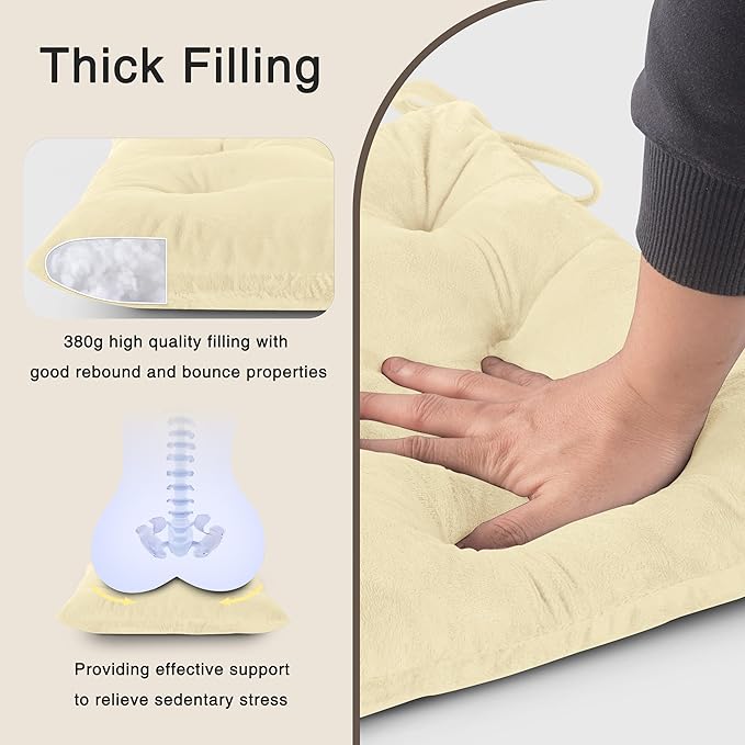 OVOV Chair Cushions for Dining Chairs Set of 6 Tufted Indoor Chair Pads with Ties Soft Square Seat Cushions for Kitchen Chairs 15.5"x15.5",White-Ruum Studio Home