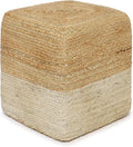 REDEARTH · Cube Pouf Ottoman - Braided Pouffe Accent Sitting Square Footrest for Living Room, Bedroom, Nursery, kidsroom, Patio, Gym; 100% Jute (14.5"x14.5"x16"; Natural Ivory)-Ruum Studio Home