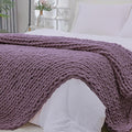 Bigacogo Chunky Knit Throw Blanket for Couch, 51x63 inches, 100% Hand Knitted with Thick Jumbo Chenille Yarn, Cozy Soft Large Rope Knot Cable Crochet Blankets for Sofa Bed Living Room, Winter Grape-Ruum Studio Home