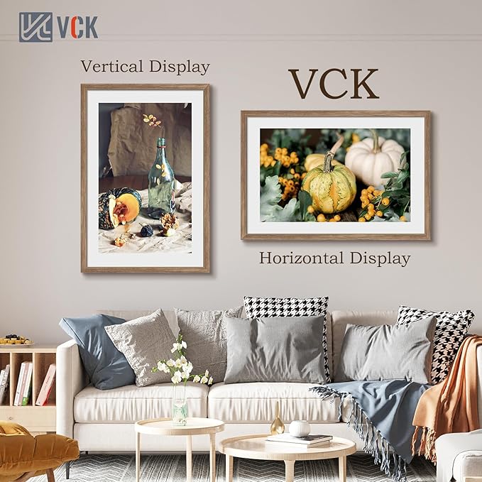 VCK 24x36 Poster Frame 3 Pack - Brown Walnut, Natural Textured Solid Wood Picture Frame, Wall Mounting Hanging-Ruum Studio Home