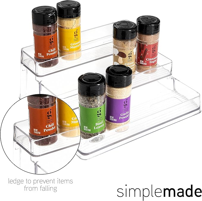 SIMPLEMADE 3-Tier Spice Rack Organizer - Versatile Storage Shelf for Kitchen, Bathroom, Bedroom & Office, Set of 2, Clear-Ruum Studio Home