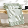 Amélie Home Chenille Knit Throw Blanket for Couch, Checkered Texture Decorative Soft Blanket for Sofa, Bed & Living Room, 50"x60", Sage Green & White-Ruum Studio Home